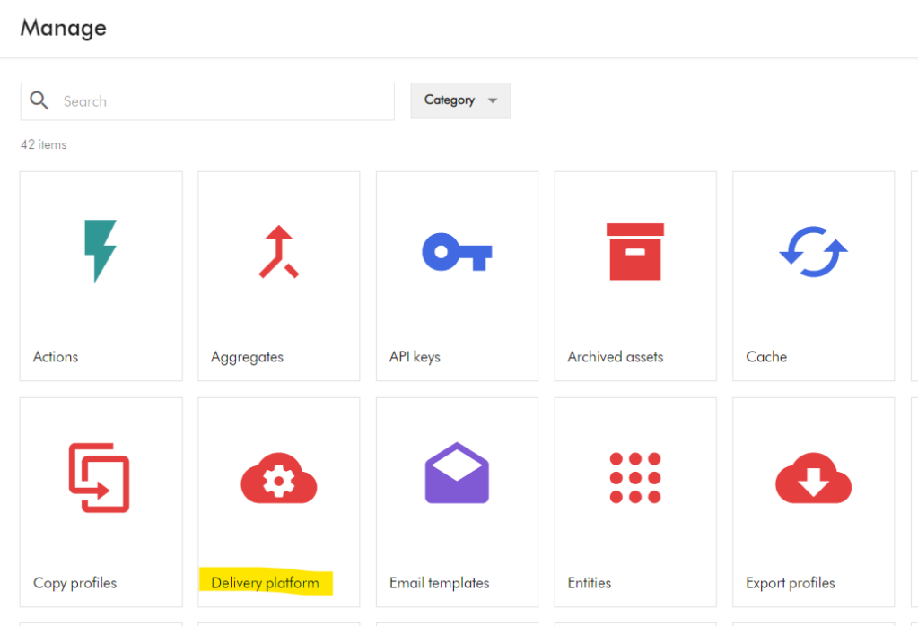 Sitecore Experience Edge - Delivery Platform icon on Manage screen
